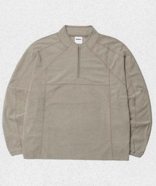 <매장정품> 노매뉴얼 NOMANUAL HEAVY WAFFLE HALF ZIP-UP - SAND GRAY NMWF52LS09SDG 1482815
