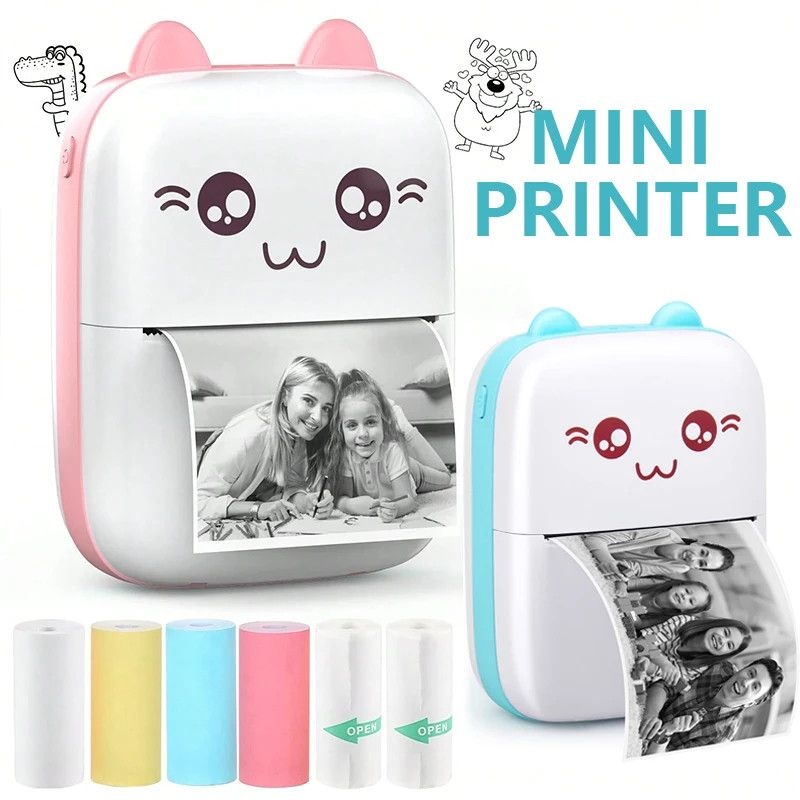 [해외] 휴대용 미니 포켓프린터 무선 블루투스 사진 즉석 인화기 소형 스마트폰 출력기 열전사 인쇄기