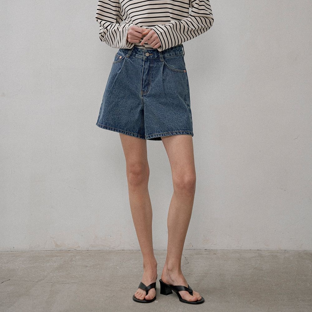SI-JN6030 color denim shorts_Deep blue