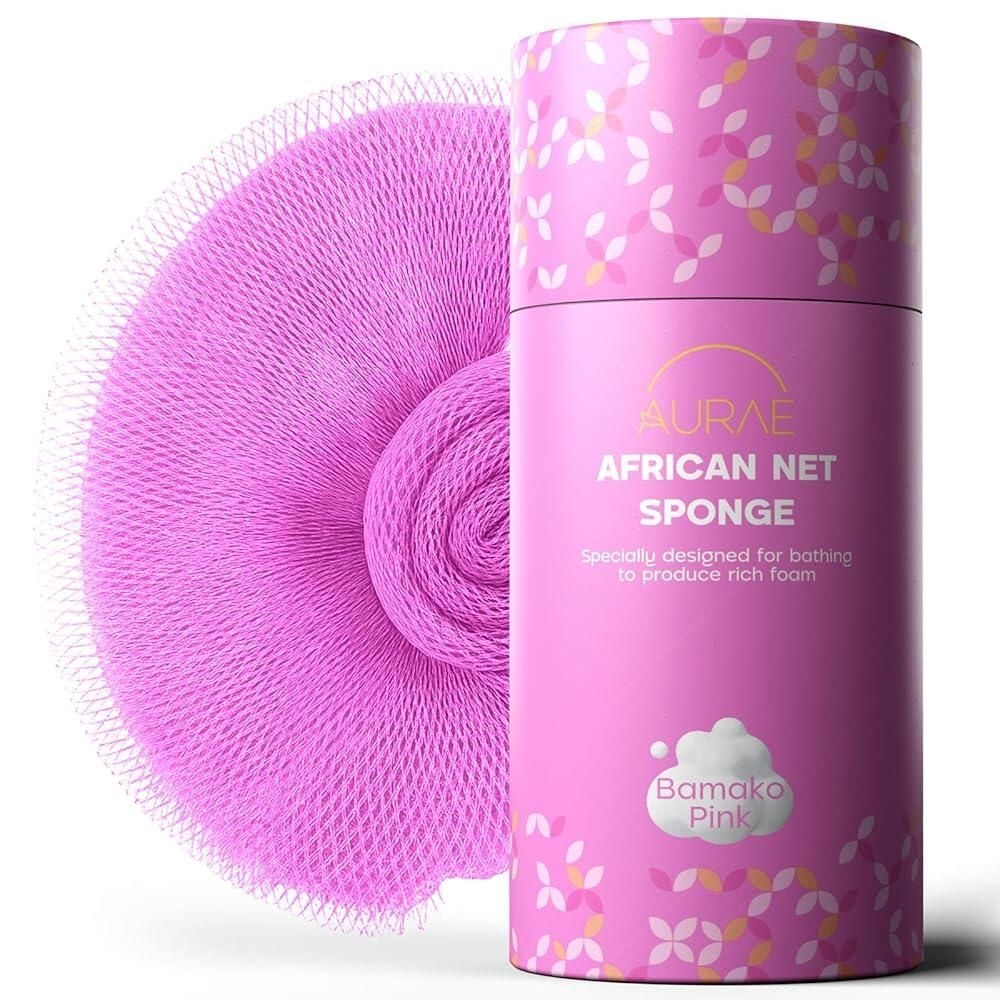 [해외] AURAE 아프리카 네트 스폰지 - 목욕 샤워용 정품 각질 제거 114.4cm45인치 부드럽고 내구성이 뛰어나며 빠르게 건조되