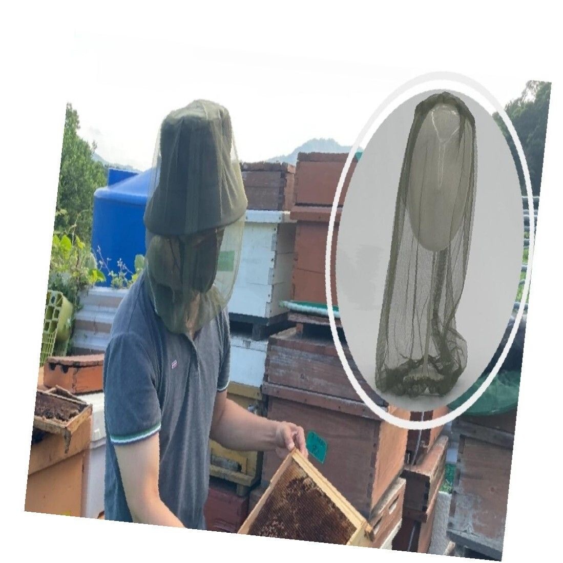 씌우는 얼굴모기장 아미그린 벌보호복 방충모자 모기장모자