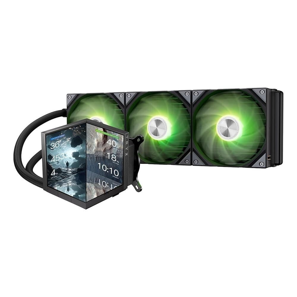 TRYX [해외] TRYX Stage 360 ARGB 360mm AIO 화이트 4.0인치 IPS 듀얼 스크린 맞춤형 쿨러 LCD 디스플레이 254PPI Asetek 7세대 V2 280w TDP ROTA SL