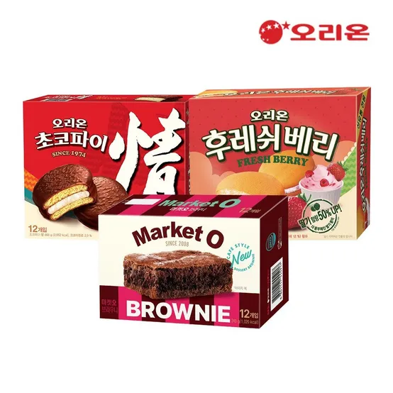 오리온 초코파이12P + 후레쉬베리12P + 브라우니 12p