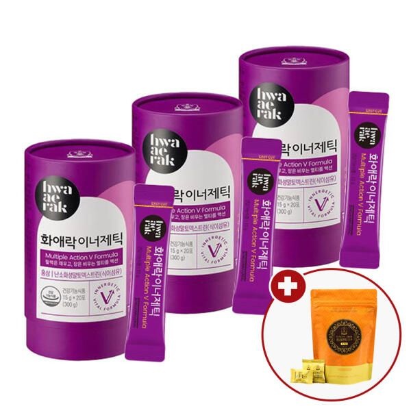 한국인삼공사 아트박스/정관장 [홍삼캔디 증정] 화애락 이너제틱 15g x 20포 3박스