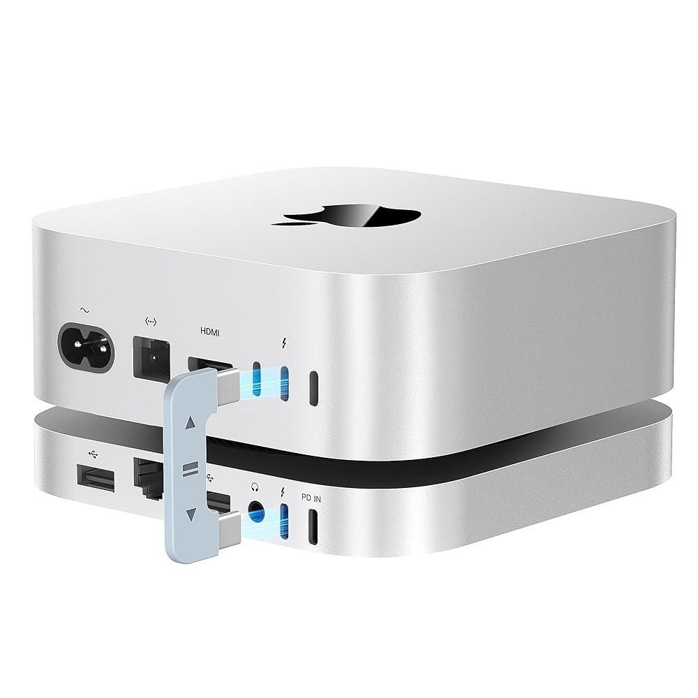 [해외] 맥 미니 M4 도크 BEELINK EX Mate Mini-A 80Gbps 도킹 스테이션 M.2 PCIex2 SSD 슬롯 2개 최대 16TB 확장 SD4.0 카드 2.5G LAN 15W USB C P