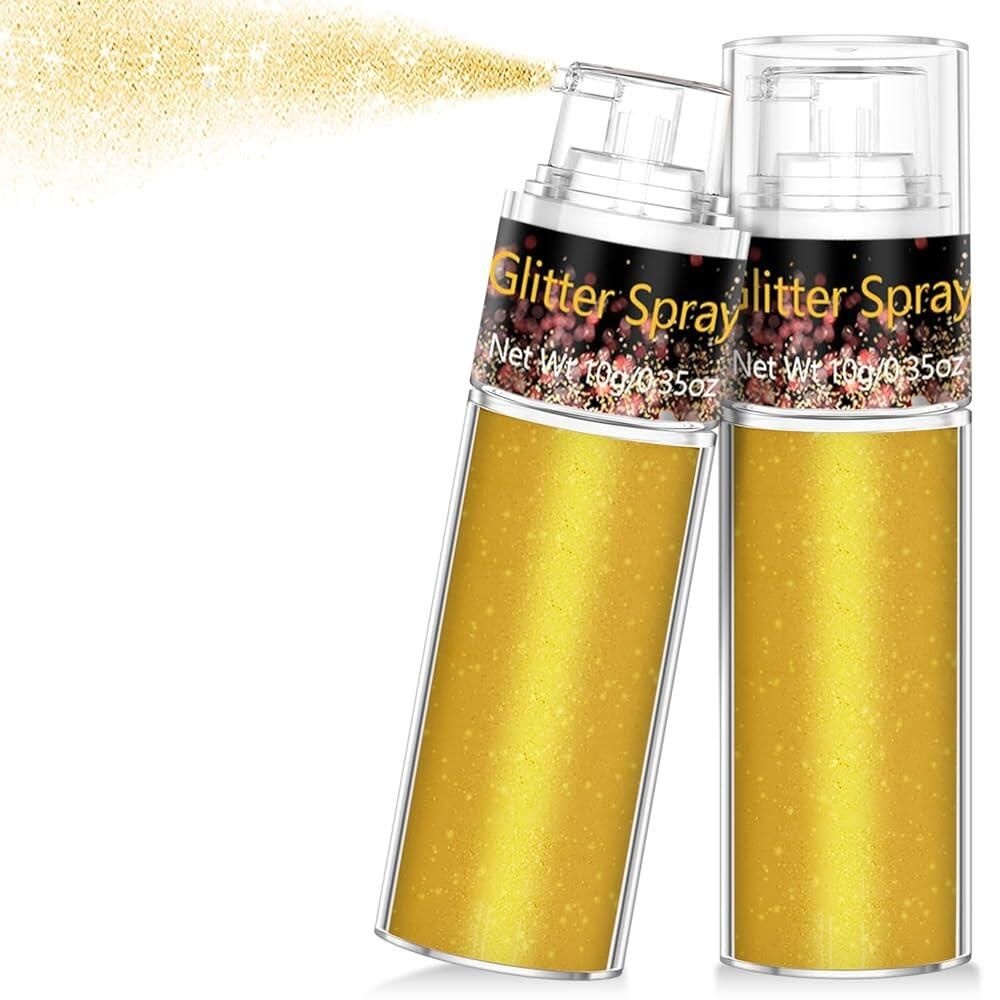 Scarman [해외] 헤어 앤 바디 글리터 스프레이 1PC 골드 헤어스프레이 드라이 파우더 메이크업 의류용 페스티벌 레이브 프롬 루즈