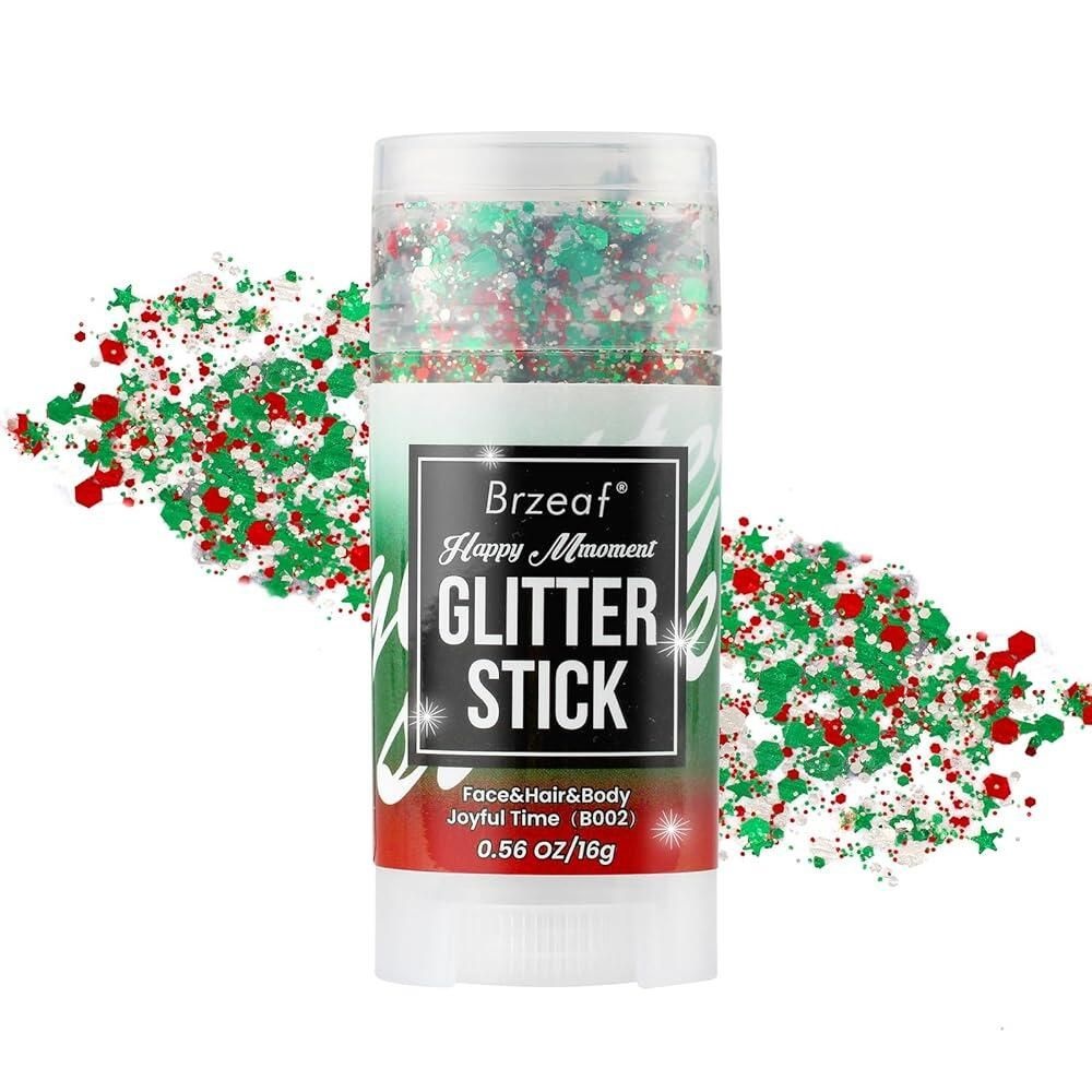 Brzeaf [해외] Brzeaf 바디 앤 페이스 글리터 스틱 쉬머 & 롱래스팅 헤어 아이섀도우 싱어 콘서트 레이브 페스티벌 젤 [호환]