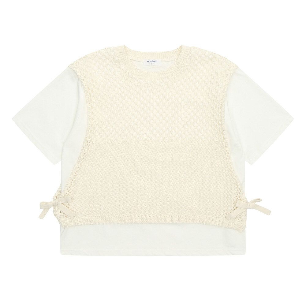 에꼴리에 [모다아울렛][에꼴리에][여름]티셔츠 레이어드 메쉬 니트티 25B5083_OD 오산동탄점