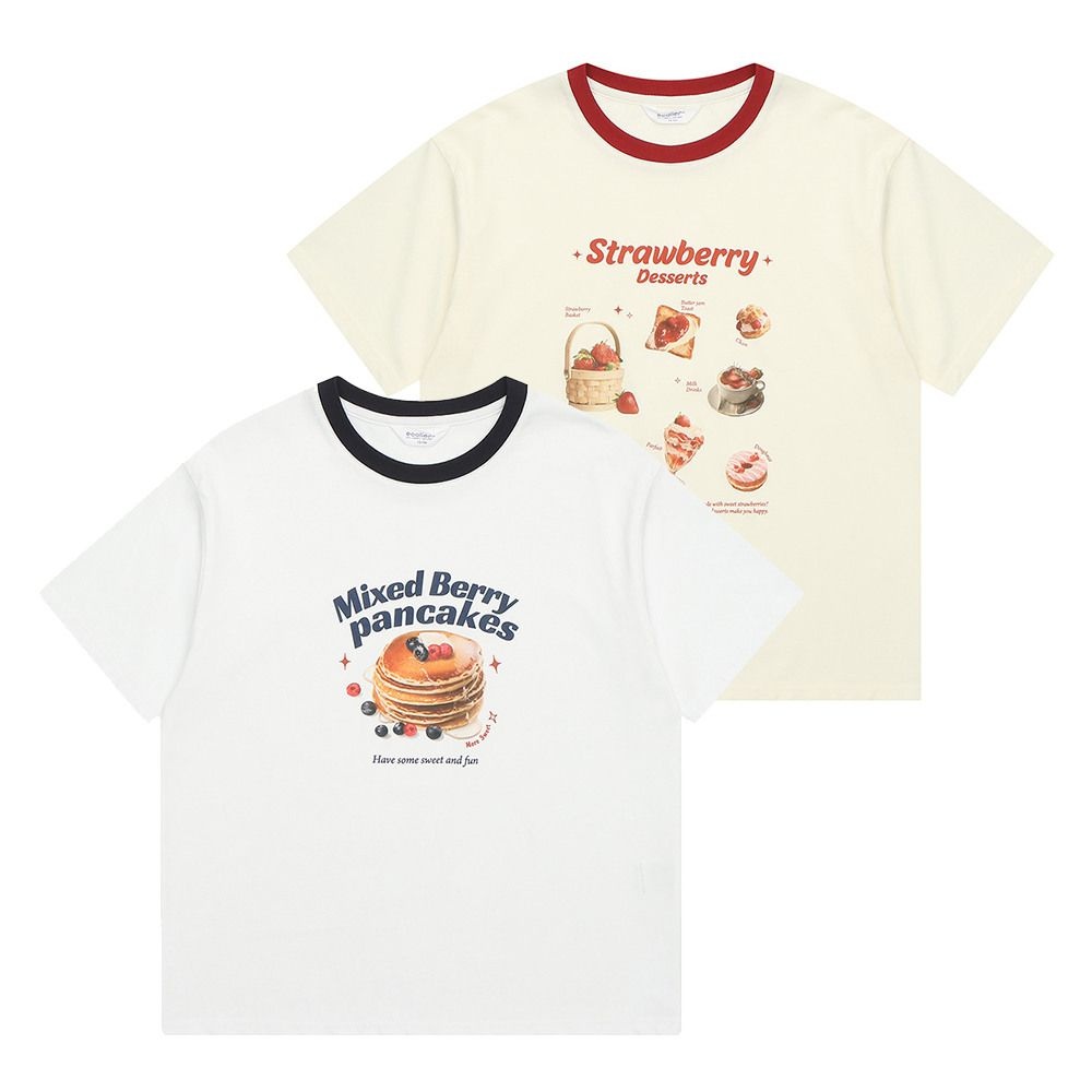 에꼴리에 [모다아울렛][에꼴리에][여름]4.5부 립 배색 디저트 나염티 25B1462_OD 오산동탄점