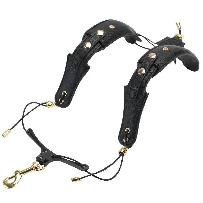 [해외] 조절 가능한 가죽 색소폰 어깨 목 스트랩 소프라노 테너 알토 스트랩에 스트레스 없음 칼림바 마림바 건반 전자