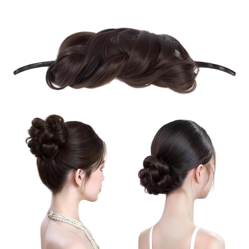 UPSTORE [해외] 매직 헤어 번 메이커 도넛 시뇽 스타일링 도구 레이지 컬러 클립 셰이퍼 홀더 볼류마이징 연장 액서리 다크 브라