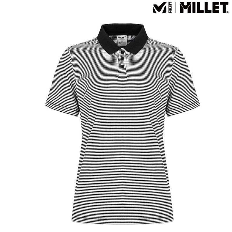 밀레 [모다아울렛][밀레]밀레 [ 25SS 할인특가 ] 여성카라티 신축성좋은 스트라이프 쿨 카라티셔츠_US 울산점