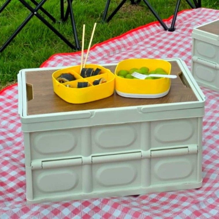 손잡이 폴딩박스 밀크 55L 차트렁크정리함 트렁크정리 캠핑용폴딩박스