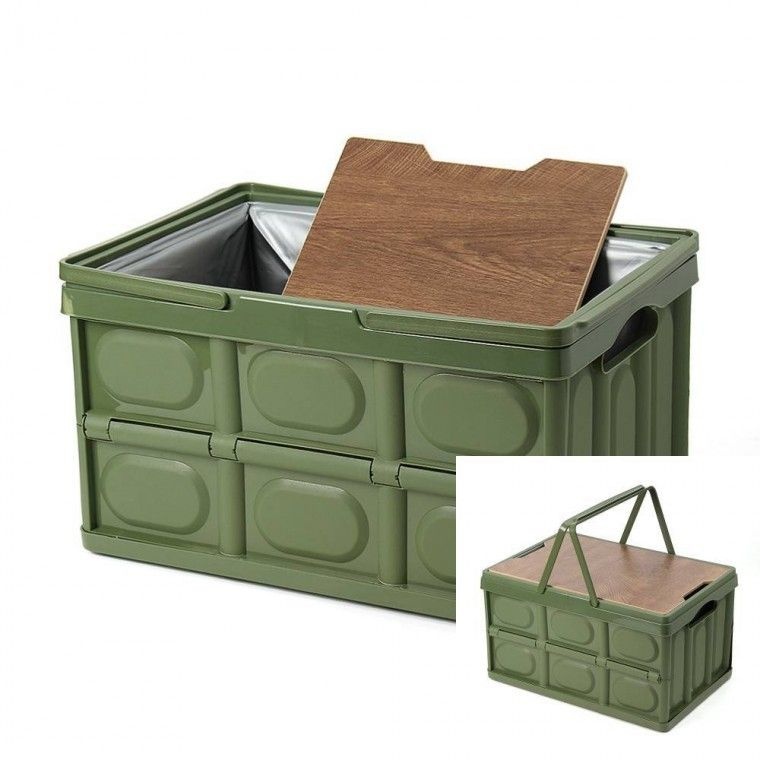 55L 캠핑 폴딩박스 +방수백 카키 접이식박스 캠핑수납박스