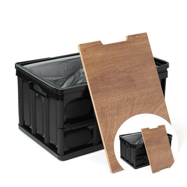 55L 캠핑 폴딩박스 +방수백 블랙 수납정리함 접이식수납함