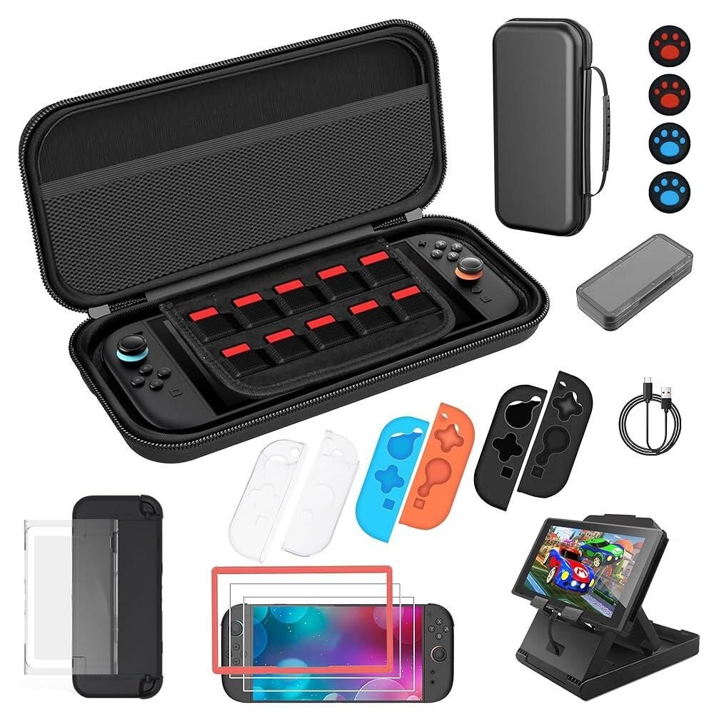 KIMHY [해외] KIMHY Carrying Case for Switch 2 2025 in 1 Hard Protective and Screen Protector Nintendo Large Capacity Travel Bag with 10 Game Card Slots Pocket Cons