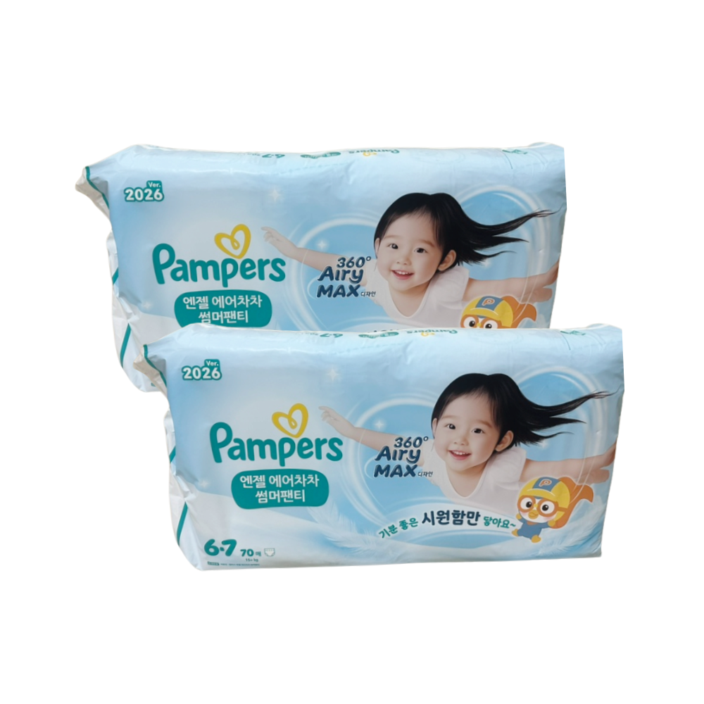 팸퍼스 2026 엔젤 에어차차 썸머팬티 기저귀 6단계 1박스 x140매