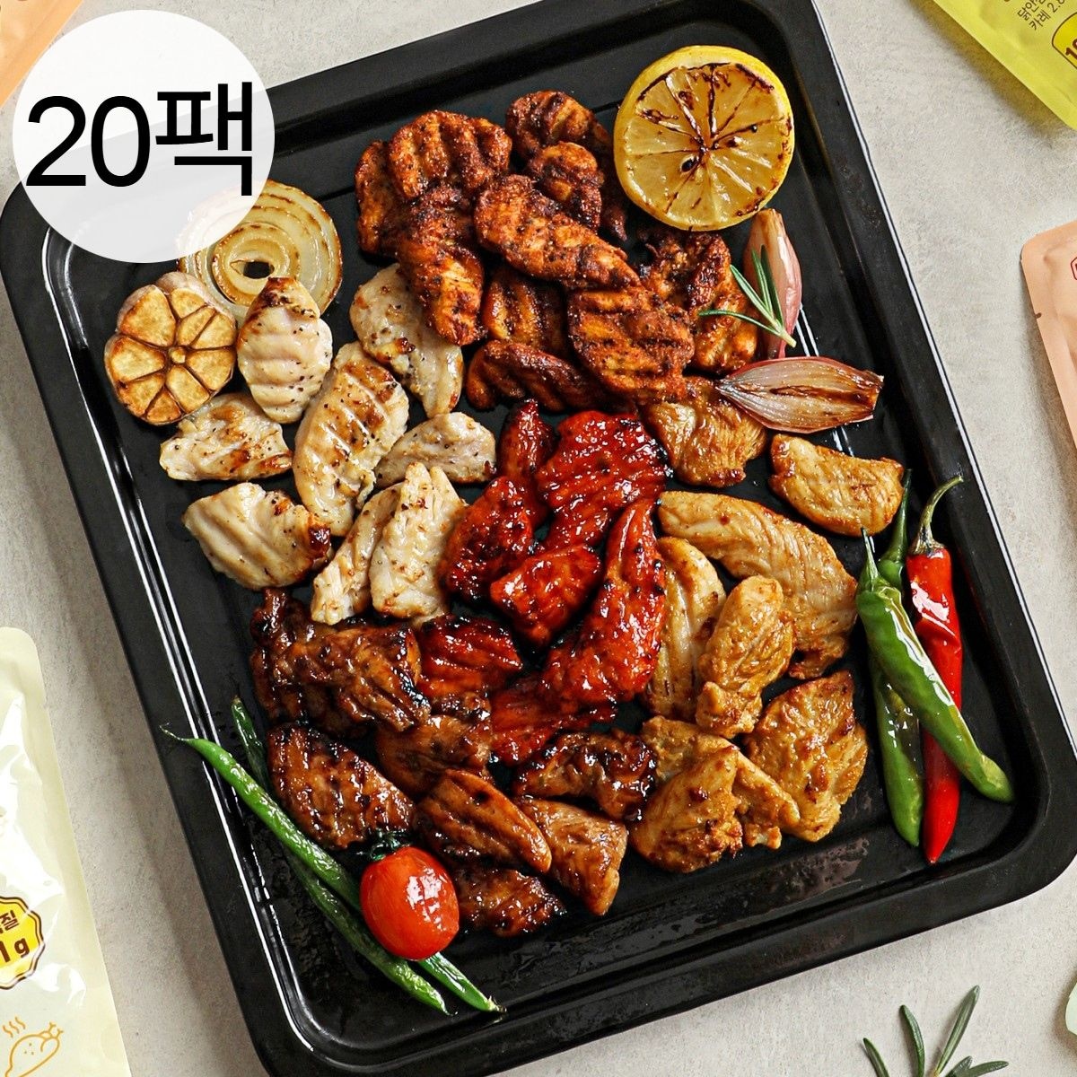 다신샵 다신샵 단백질 22g~ 닭신 쫄깃 특수부위 닭안심살 청양바베큐 외 7종 20팩 산 냉장육 고단백 3730901