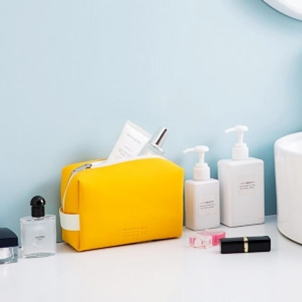 아도라블 방수 파우치 옐로우 사각 화장품파우치
