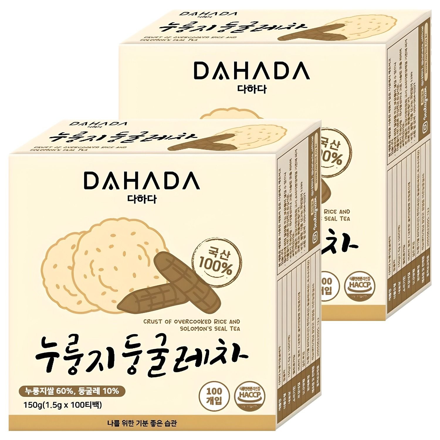 (1+1) 다하다 누룽지둥굴레차, 1.5g, 100개입, 2개 2Set