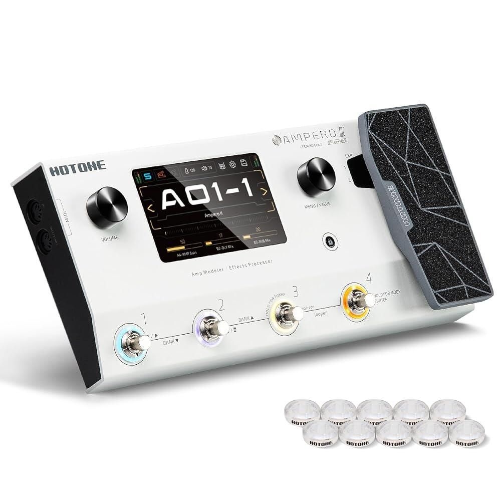[해외] HOTONE 멀티 이펙트 페달 듀얼 체인, 익스프레션 FX 루프 MIDI I/O 스테레오 OTG USB 오디오 인터페이스 터치 스크린 Amper