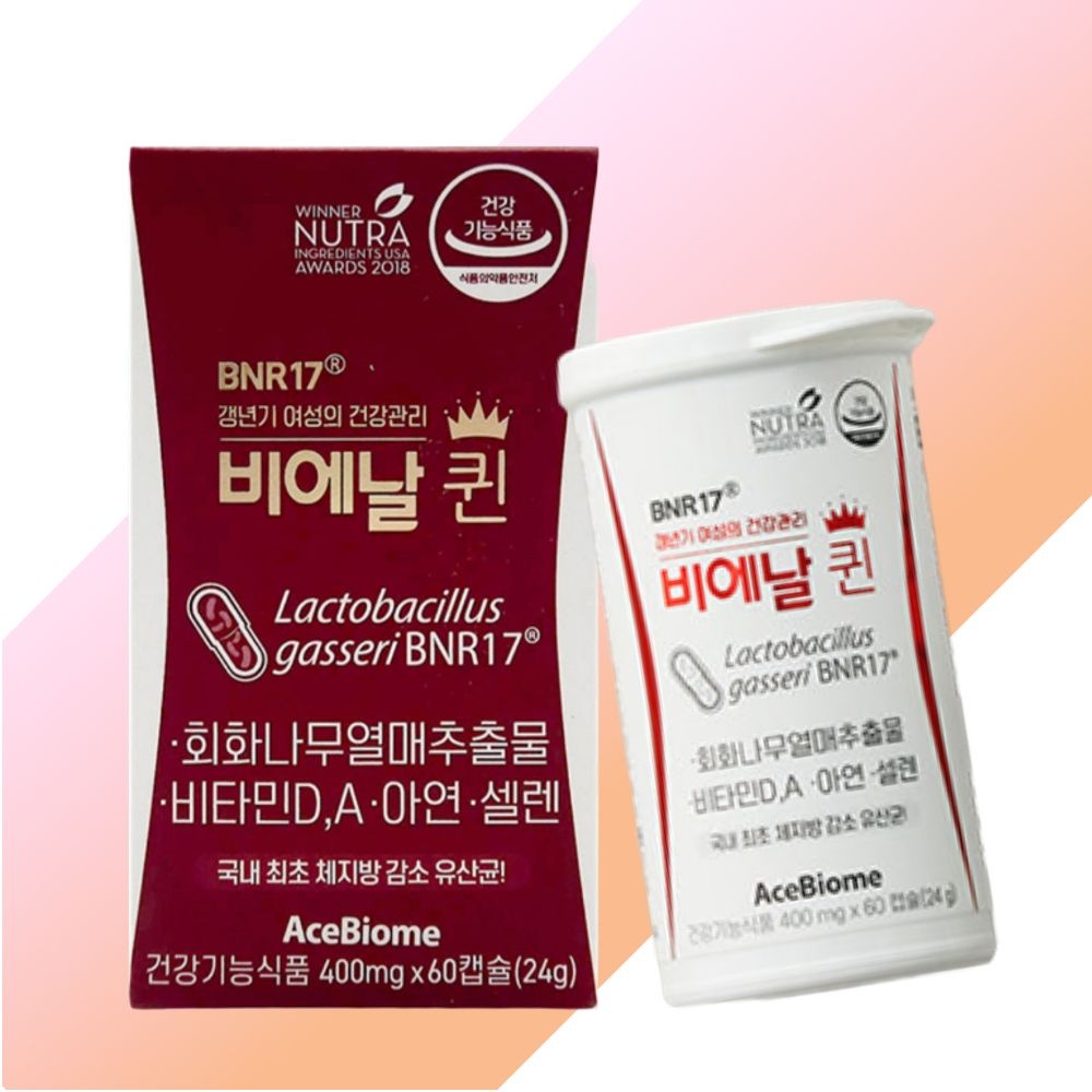 비에날퀸 갱년기 다이어트 유산균 BNR17 60캡슐x1박스 갱년기케어 체지방감소 모유유래유산균