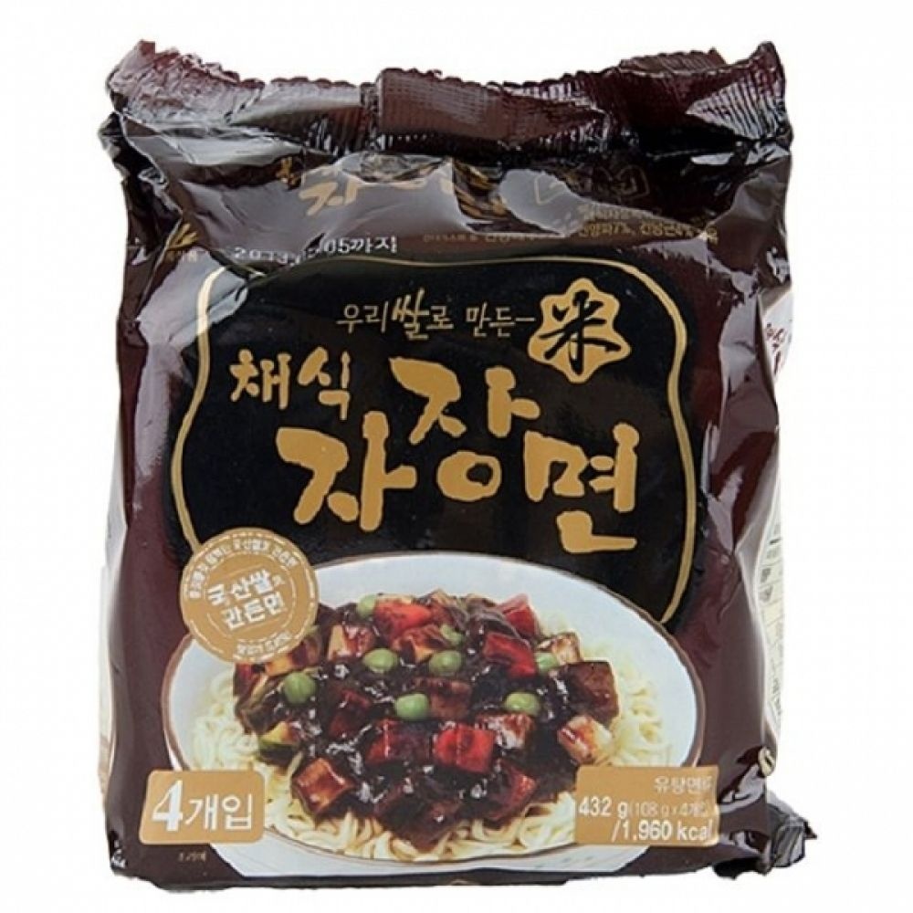 (주)새롬식품 (2개) 우리쌀 채식 짜장면 비건 간편식 춘장 면요리 4봉 밀키트 국산쌀 함유  WSL12860338 웰니스라이프