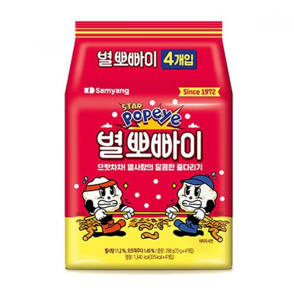 삼양식품 (3개) 별뽀빠이 추억의 옛날 과자 간식 72g 4입 멀티팩 구성 소포장 도시락  WSL14195902 웰니스라이프