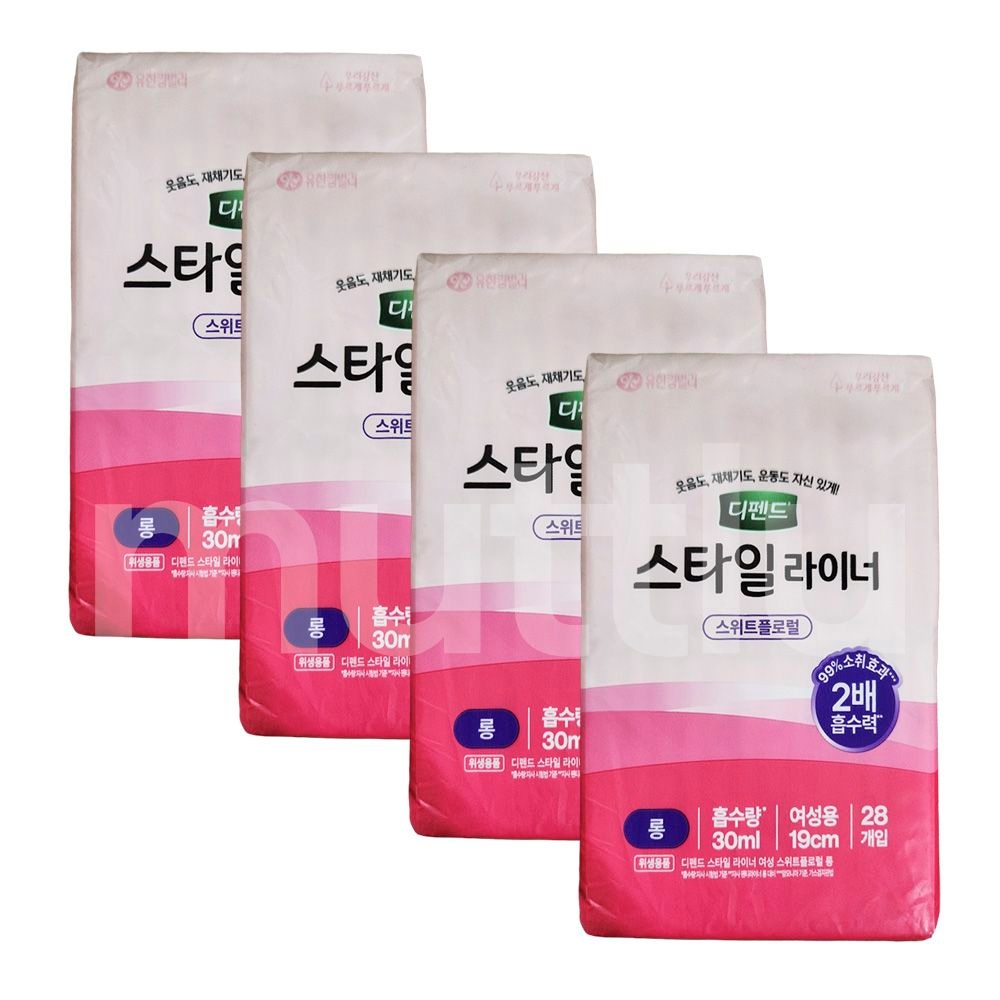 디펜드 스타일 라이너 여성용 롱 스위트플로럴 향 28개입 x 4팩