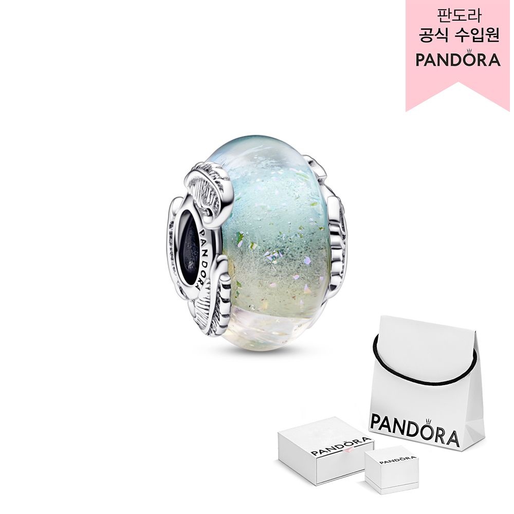 [롯데백화점] 판도라 [백화점 보증서 제공]멀티컬러 뮤라노 글래스 & 커브드 페더 참_792577C00