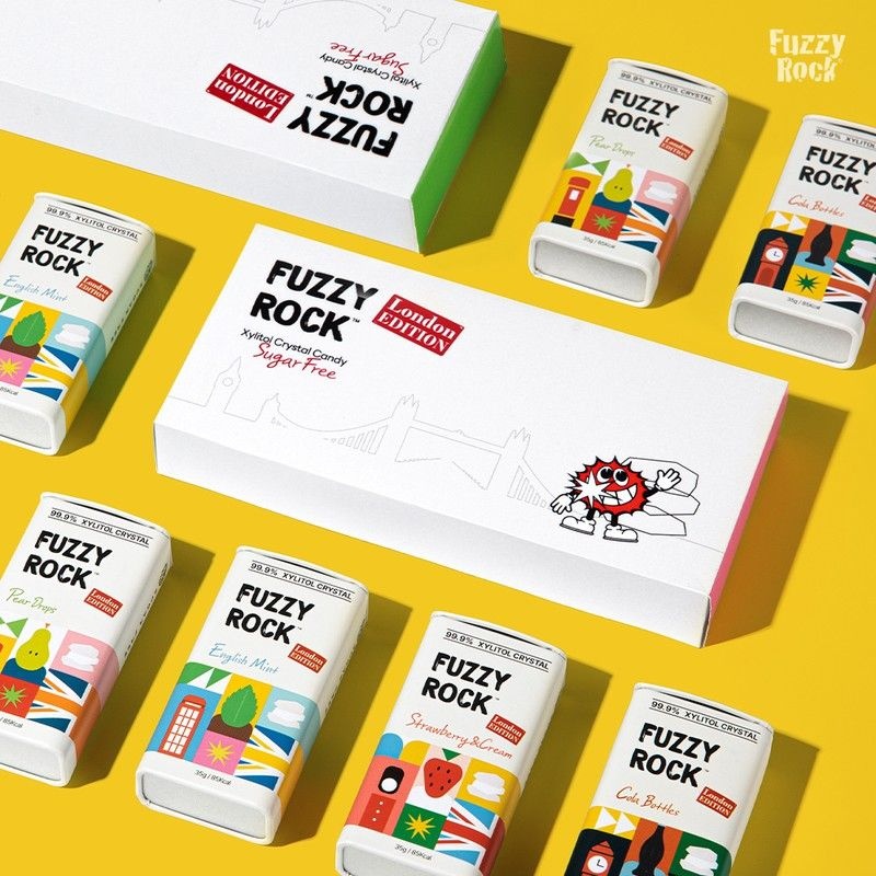 퍼지락 런던에디션 무설탕 자일리톨 크리스탈 캔디 4종세트