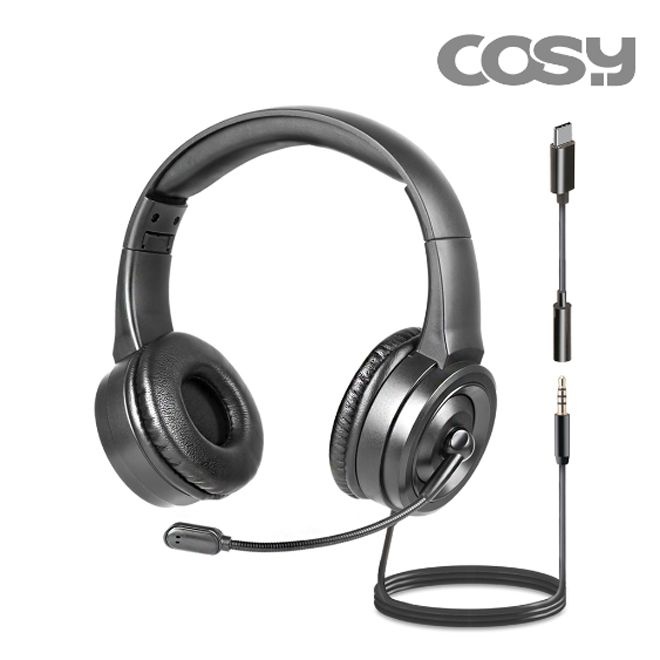 코시 코시 인강용 접이식 마이크 헤드셋 HS2190 온라인 수업 C타입젠더제공