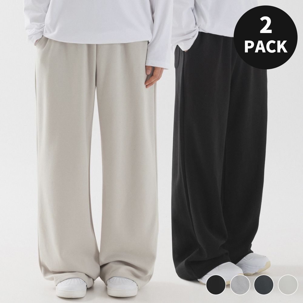 [2 PACK] 릴렉스드 와이드 롱 스웨트 팬츠 (4color)