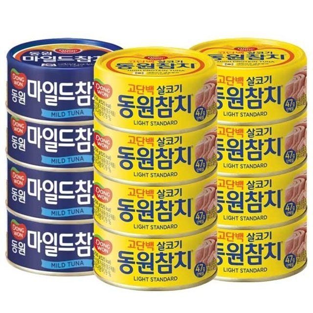 동원F&B [G]동원참치 라이트스탠다드 85g x 8개 + 마일드참치 90g x 4개