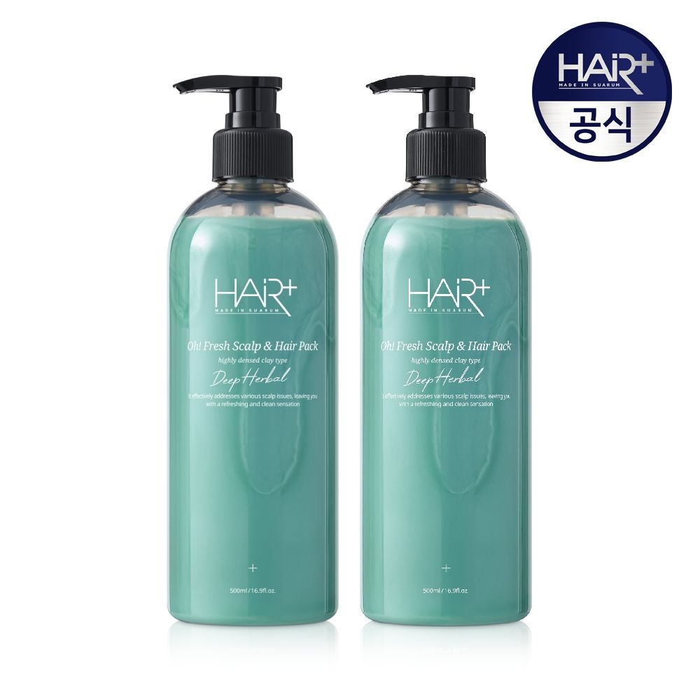 [오늘출발] 헤어플러스 오프레시 딥 허벌 탈모 완화 스칼프 헤어 두피팩 500ml X 2 / 쿨링 토닉 스크럽 가려움 각질제거