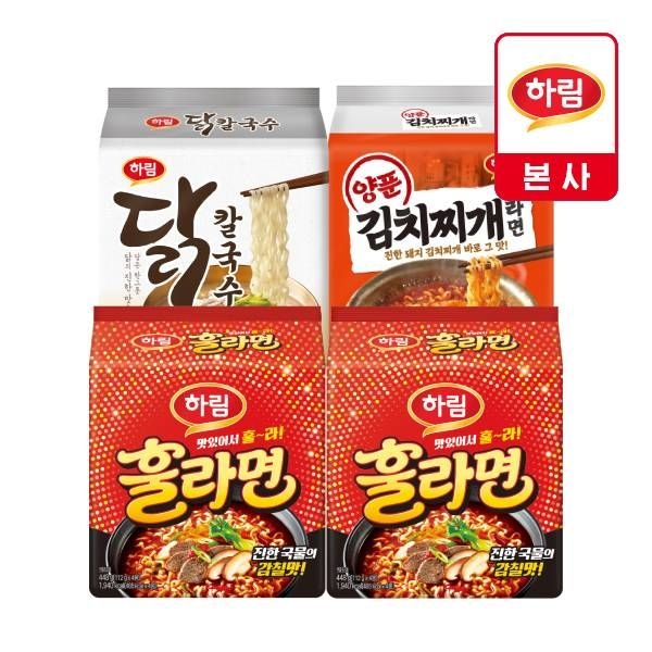 [롯데온] 하림 라면 양푼김치찌개 8개+훌라면 4개+닭칼국수 4개 (17,040원/무료)