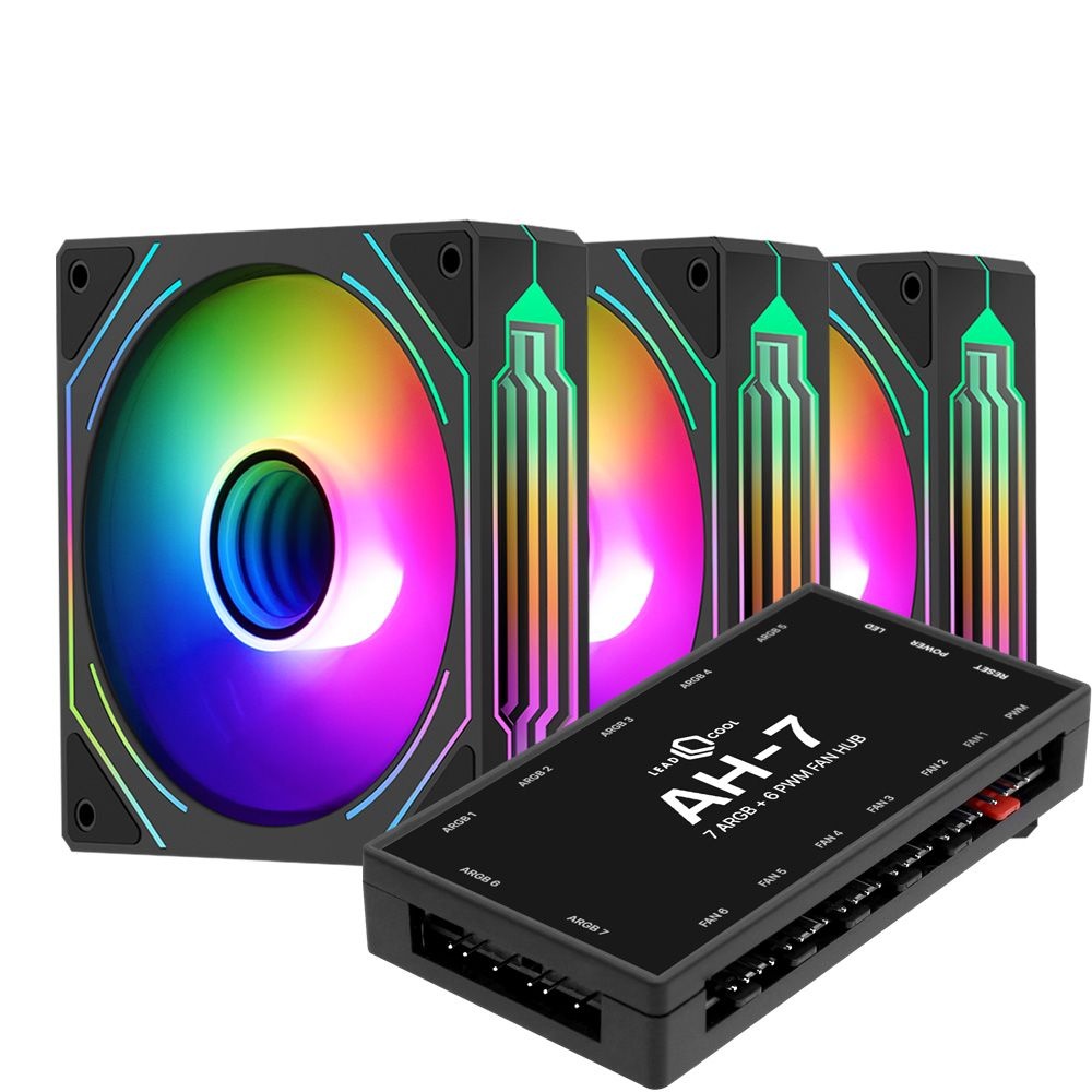 세고텝 HB12 ARGB PWM 블랙 3키트 시스템쿨러 120mm 쿨링팬 컨트롤러