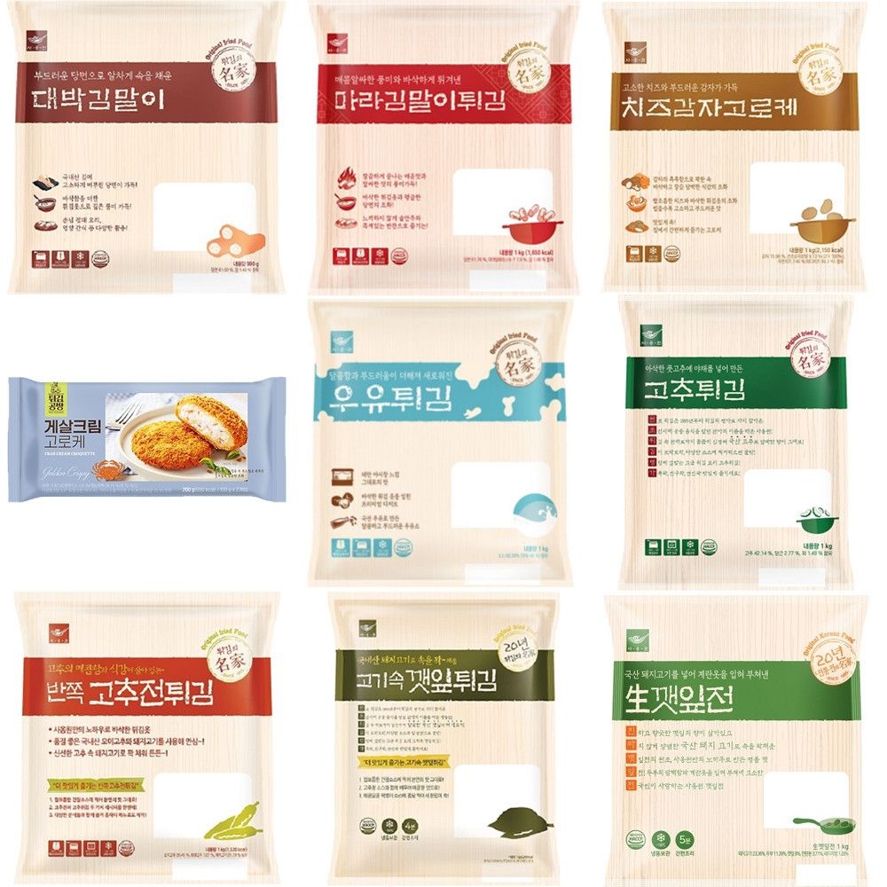 삼둥이수산 사옹원 대박김말이 튀김 900g 외 마라김말이 우유 고추 깻잎 튀김 전 골라담기