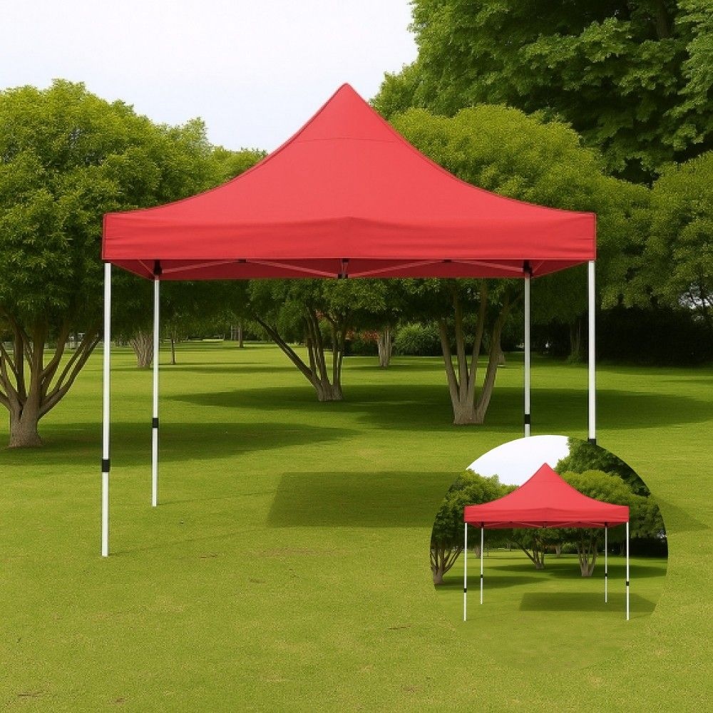 유니드잇코리아OEM 알루미늄 캐노피 천막 300X300CM 레드 야외용그늘막 시장천막 그늘막