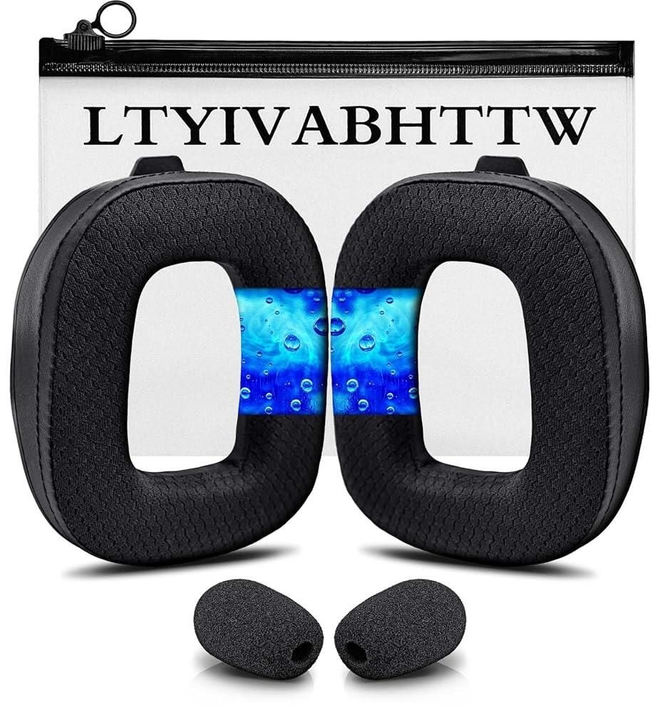 LTYIVABHTTW [해외] A50 교체용 이어패드, Astro A50 Gen 4, Gen 5 및 A50X용, LTYIVABHTTW 제작, 쿨링 젤 통기성 메시 원단, 향상된 내구성, 마이크