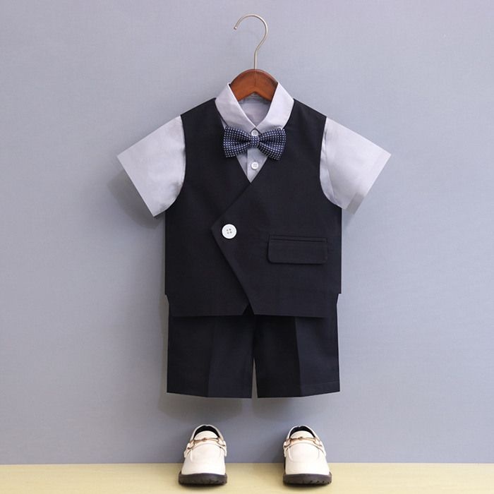 [패션플러스][베이비맥스]베트 브이 사선 반팔 정장 세트 R11000