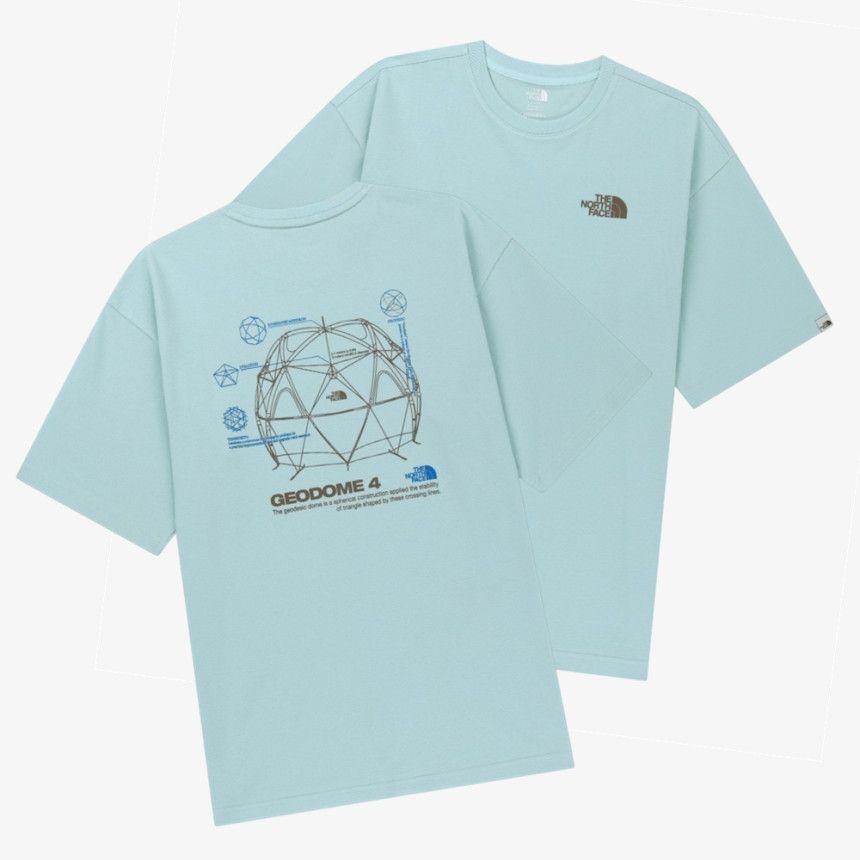 [매장판] 노스페이스 화이트라벨 반팔티 남녀공용 루즈핏 지오돔 데일리 티셔츠 아쿠아틱 NT7US09L
