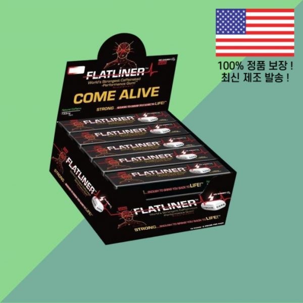 [해외] 액상 리퀴드코어 플랫라이너 카페인검 아이스체리맛 130mg 15팩 Liquid Core FLATLINER Caffeinated Gum Ice Cherry 15 Pack 3852005