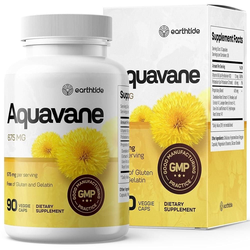 [해외] Aquavane 부은 발 발목 다리 위한 이뇨제 - 수분 유지 강력한 허브 워터 알약 추출물로 더 팽창하지 않음 발의 붓기