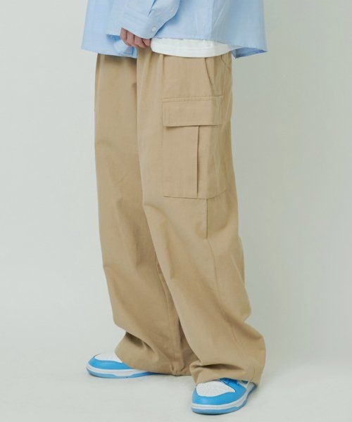 GLW 굿라이프웍스트레이닝팬츠 커플 카고 밴딩 츄리닝 와이드 베이지 남녀공용 기모 겨울 운동 바지 RB531