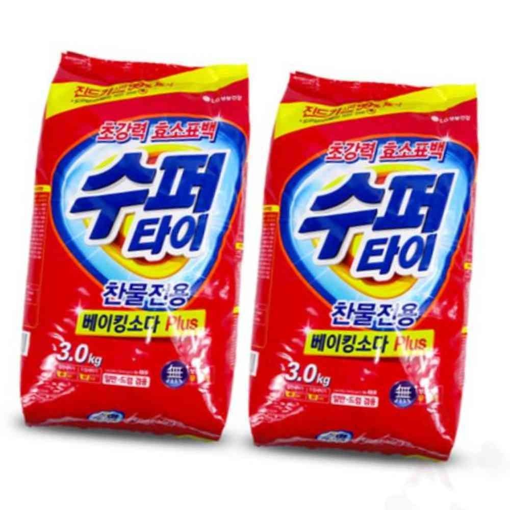 삼안협력사 이안 수퍼타이 베이킹소다 플러스 세탁세제 가루세제 3KG 2개 드럼세탁기세제 베이킹소다세제 흰옷세제
