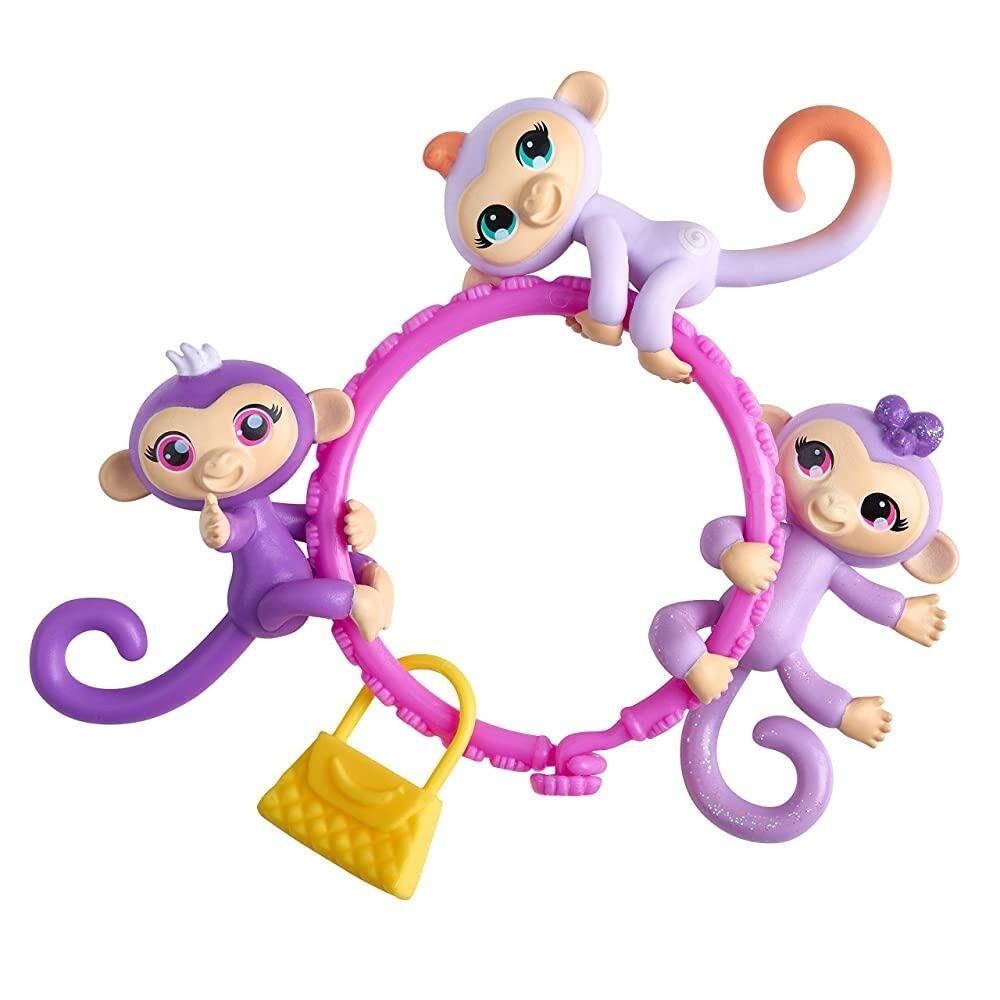 [해외] WowWee Fingerlings 미니 시리즈 1-5피스 바나나 블리스터 피규어 3개 보너스 팔찌 참 [호환]