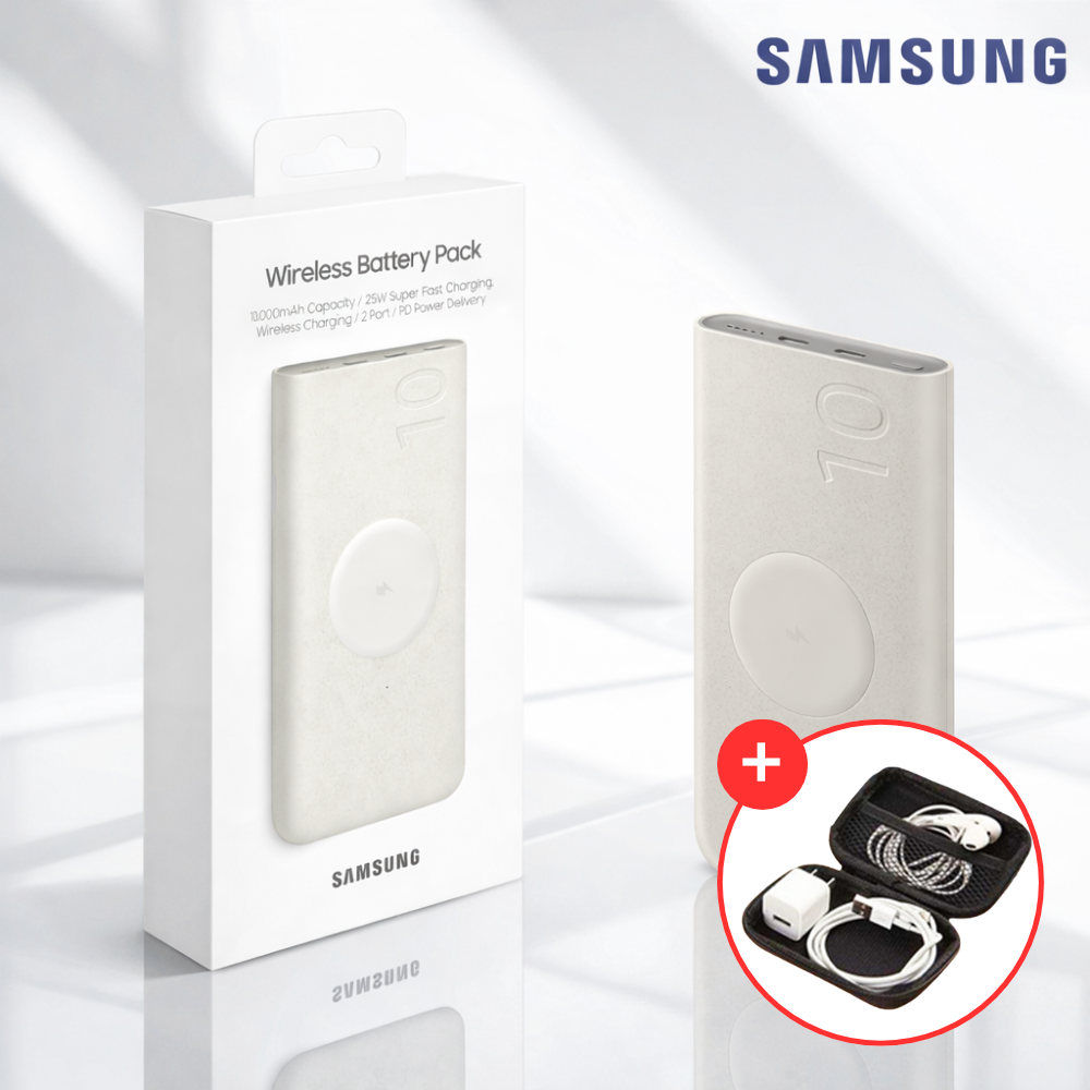 삼성전자 삼성정품 25W 대용량 초고속충전 C타입 보조배터리 10000mAh 무선충전 케이블포함 워치 버즈 동시충전+파우치 EB-U2510