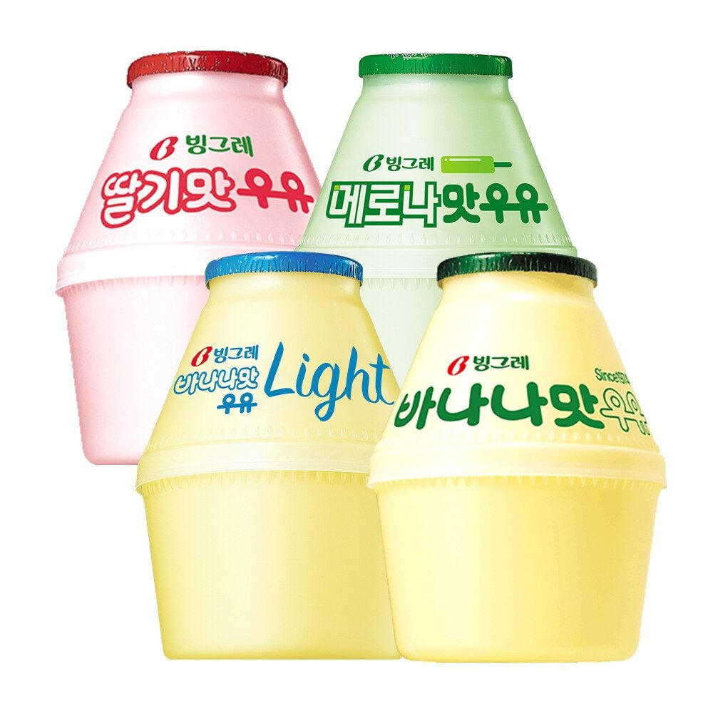 (주)빙그레 [G] 빙그레 단지우유 240ml 12입 (바나나맛/메로나맛/딸기맛/바나나맛 라이...