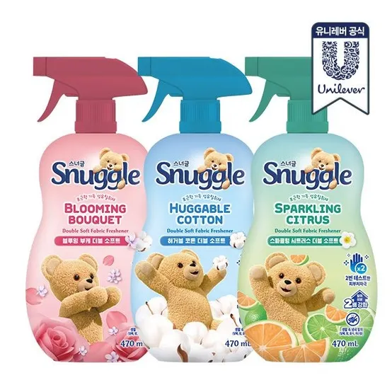 섬유탈취제 허거블 코튼, 블루밍 부케, 스파클링 시트러스 470ml x 2개 (3종)